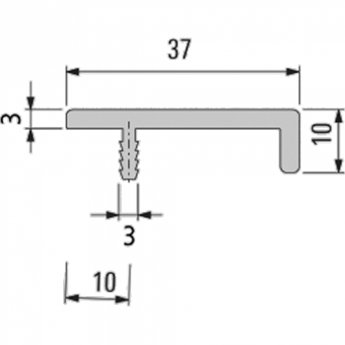 Alu-Griffleiste Typ J, E6/EV1, Länge: 145 mm